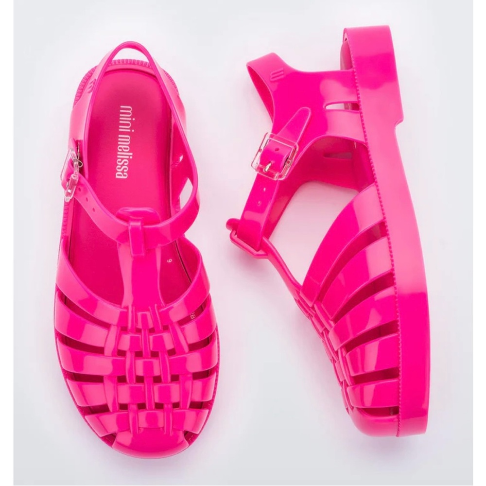 Dark pink Mini Melissa Possession jelly sandals